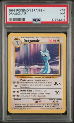 Pokemon PSA 7 Dragonair #18 Unlimited Base Set 1999 Spanish - Image 2
