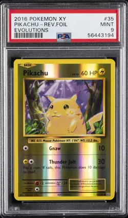 2016 POKEMON XY EVOLUTIONS #35 PIKACHU-REVERSE FOIL PSA 9 - Image 1