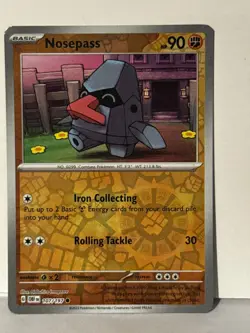 Nosepass Reverse Holo 107/197 SV03: Obsidian Flames NM Pokemon Fast Ship - Image 1