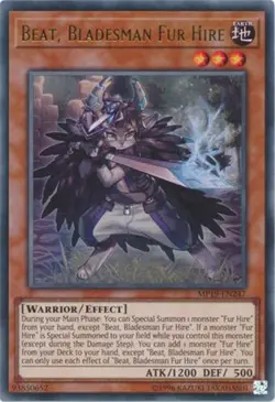 Yu-Gi-Oh Card - MP19-EN247 - BEAT, BLADESMAN FUR HIRE (ultra rare holo) - NM/M - Image 1