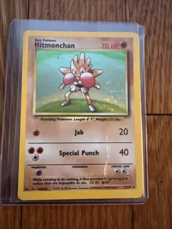 Pokemon TCG Hitmonchan Base Set 7/102 Unlimited Holo Rare Vintage Card 1999 - Image 1