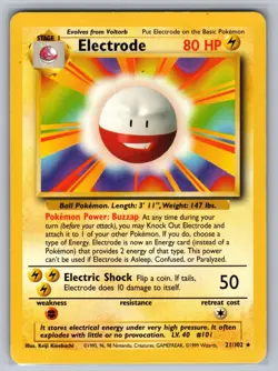 Electrode 21/102 Rare Base Set Unlimited Pokemon Lightly Played - Image 1