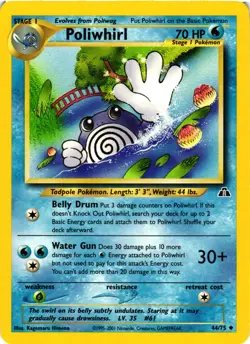 Pokemon TCG Poliwhirl 44/75 Uncommon Neo Discovery Unlimited LP - Image 1
