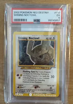 Pokemon 2002 Neo Destiny Shining Noctowl Holo #110 PSA 5 EX - Image 1