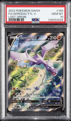 2022 POKEMON SWORD & SHIELD LOST ORIGIN #180 FULL ART/AERODACTYL V PSA 10 - Image 1