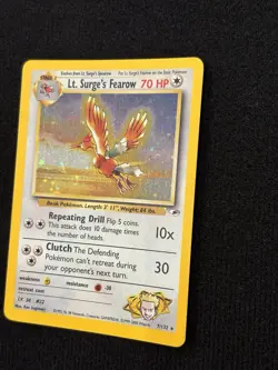 Pokemon Lt. Surge's Fearow Holo Rare Gym Heroes 7/132 Eng 70 HP - Image 3