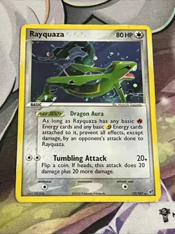 Pokemon Rayquaza 22/107 EX Deoxys Rare Tumbling Attack Dragon Aura Card HP - Image 1