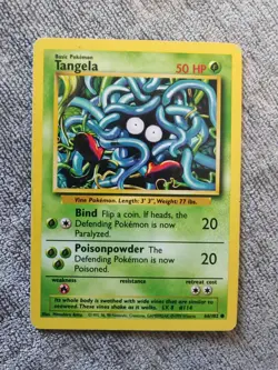 Tangela Base Set Common #66/102 Pokemon Trading Card TCG WOTC 1999 Vintage LP - Image 1