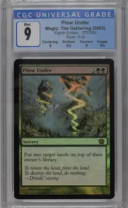 PLOW UNDER 8th Edition Foil Rare CGC 9 Q++ MTG [Nostalgium] - Image 1