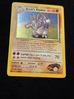 Pokemon Brock's Rhydon Holo Rare Gym Heroes 2/132 Eng 2000 Stage 1 80 HP 70 - Image 3