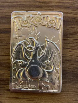 Nintendo Pokemon 1999 Limited Edition Charizard Metal Card 24K Gold Plated - Image 3