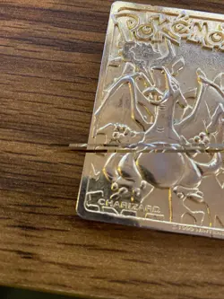 Nintendo Pokemon 1999 Limited Edition Charizard Metal Card 24K Gold Plated - Image 5