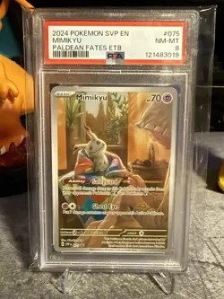 2024 Pokemon SVP EN Mimikyu Paldean Fates ETB PSA 8 - Image 1