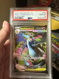 2025 POKEMON PFL EN PHANTASMAL FLAMES ULTRA RARE #109 MEGA CHARIZARD X EX PSA 10 - Image 1