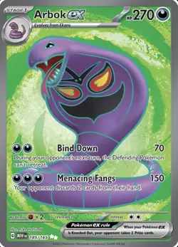 Pokemon TCG Arbok EX Full Art Ultra Rare Card 185/165 NM/M Condition - Image 1