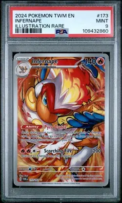 PSA 9 MINT INFERNAPE 2024 POKEMON TWM EN #173 GRADED ILLUSTRATION RARE *PM-TPHLC - Image 1
