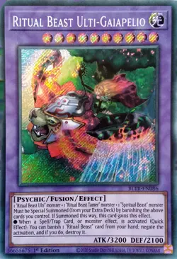 YU-GI-OH CARD BLTR-EN086 RITUAL BEAST ULTI-GAIAPELIO SECRET RARE MINT - Image 1