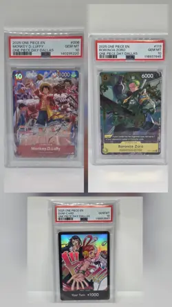 PSA 10 Set One Piece Day Dallas , Monkey D Luffy, Roronoa Zoro , Uta Ado Don - Image 1