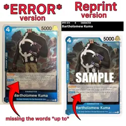 *ERROR* Bartholomew Kuma op01-074, foil, 1st edition, Romance Dawn, ONE PIECE - Image 1