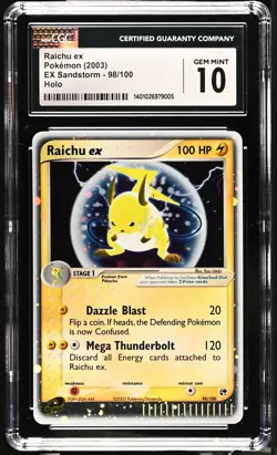 Raichu ex 98/100 Holo - EX Sandstorm (2003) Pokemon Card - CGC 10 GEM MINT - Image 1