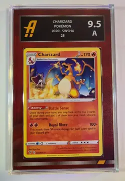 Pokemon Card Charizard SWSH 4 Vivid Voltage Graded Ambr 9.5 Blood Red - Image 1