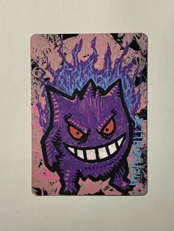Pokemon Gengar Custom Painted Card By Mendiolla 1/1 - Image 1