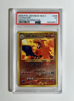 2000 Neo Premium File 2 Charizard Pokemon Card #006 Japanese Holo Promo PSA 5 - Image 1
