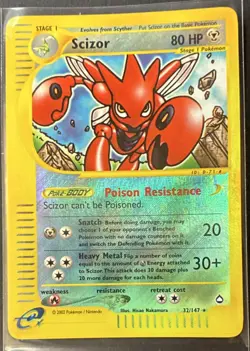 Aquapolis Scizor 32/147 Holo Rare Holo EN 80 HP 2002 Hisao Nakamura - Image 1