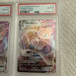 PSA 10 GEM MINT Mew VMAX Fusion Strike Full Art Holo SWSH 2021 Pokemon 114/264 - Image 1