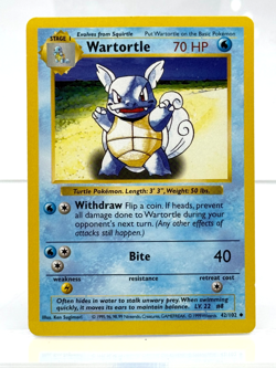 Wartortle 42/102 Uncommon WOTC Shadowless Base Set 1999 Pokemon LP - Image 1