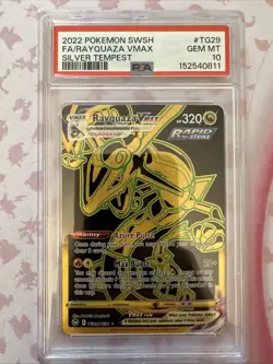 2022 POKEMON SWORD & SHIELD SILVER TEMPEST #TG29 FULL ART/RAYQUAZA VMAX PSA 10 - Image 1
