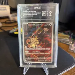 2025 Pokemon SV Destined Rivals 203/182 Team Rocket's Meowth IR TAG 9 (943) - Image 1