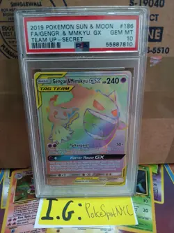 Pokemon 2019 Team Up Gengar & Mimikyu Gx PSA 10 Gem Mint #186 Secret Rare - Image 3