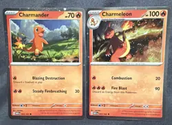 Pokemon Charmander 004/165 & Charmeleon 005/165 Cosmos Holo Rares SV151 NM - Image 1