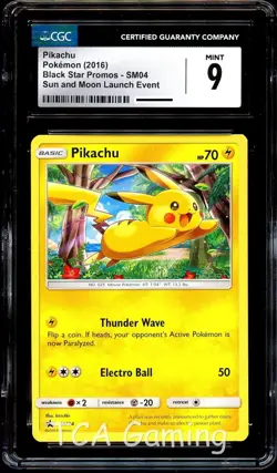 CGC 9 MINT Pikachu SM04 SM Launch Event Black Star PROMO Pokemon Card - Image 1