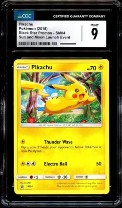 CGC 9 MINT Pikachu SM04 SM Launch Event Black Star PROMO Pokemon Card - Image 2