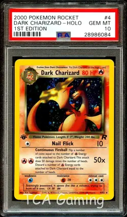 PSA 10 GEM MINT Dark Charizard 4/82 SWIRL HOLO RARE 1st Edition Pokemon Card 084 - Image 1