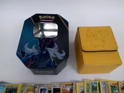 Large Pokemon Card Bundle with Tin and Pikachu Deck Box - Image 4