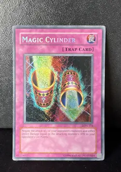 Yugioh Magic Cylinder Reverse Foil Misprint Error LON-104 Played - Image 1