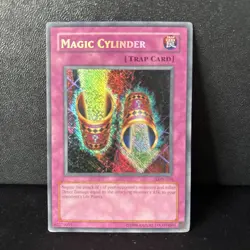 Yugioh Magic Cylinder Reverse Foil Misprint Error LON-104 Played - Image 2