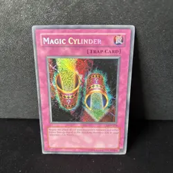 Yugioh Magic Cylinder Reverse Foil Misprint Error LON-104 Played - Image 3