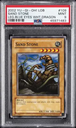 2002 YU-GI-OH! LOB-LEGEND OF BLUE EYES WHITE DRAGON #109 SAND STONE PSA 9 - Image 1
