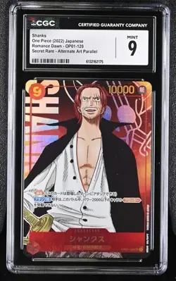 2022 ONE PIECE JAPANESE OP01-120 SHANKS ALT ART CGC 9 MINT - Image 1