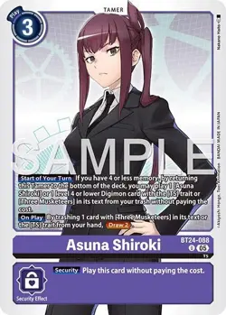 Digimon Card Game Asuna Shiroki Uncommon Time Stranger BT24-088 UC - Image 1