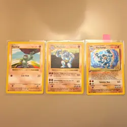 Pokemon card lot shadowless Machop 52/102 34/102, Machamp 8/102 holo HP-DMG - Image 1