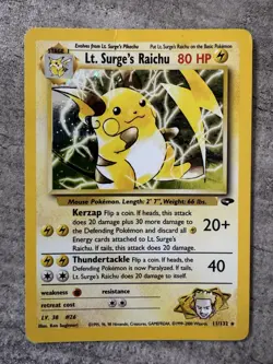 Pokemon Card WoTC Lt. Surge’s Raichu Gym Challenge Holo 11/132 - LP- - Image 1