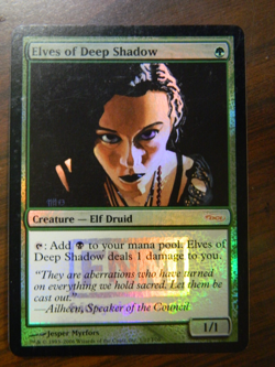MTG FOIL FNM Promo Elves Of Deep Shadow Near Mint Cond - Image 1