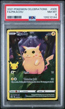 2021 POKEMON CELEBRATIONS #005 FULL ART/PIKACHU PSA 8 - Image 1