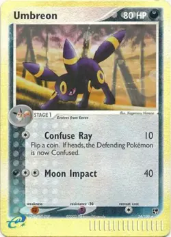 1x Umbreon - 24/100 - Rare - Reverse Holo Heavily Played Pokemon EX - Sandstorm - Image 1