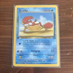 Krabby 51/62 Fossil 1st Edition Non-Holo Common Pokemon Card NM - Image 1